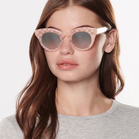 KREWE Accessories - NWT KREWE Olivia Plaid Mirrored Chic Pink Cat-Eye Sunglasses